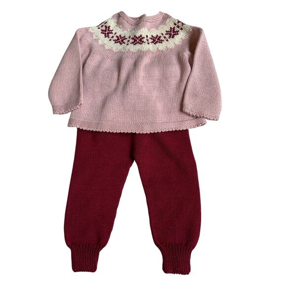 Mi Lucero Rose/Garnet Sweater Jogger Set size 3mo - Picture 1 of 3